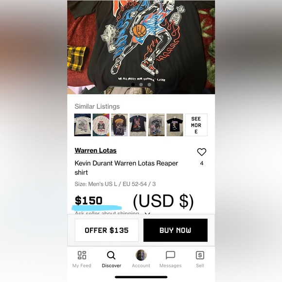 WARREN LOTAS & KEVIN DURANT “CAN’T RUN FROM THE REAPER” T-SHIRT SIZE SMALL NICE! - Picture 13 of 13